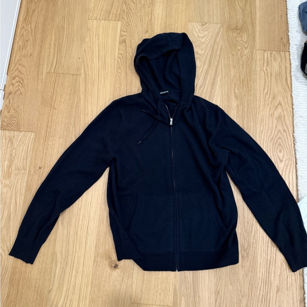 New Naadam Signature Men's Cashmere Zip Hoodie Black Size M